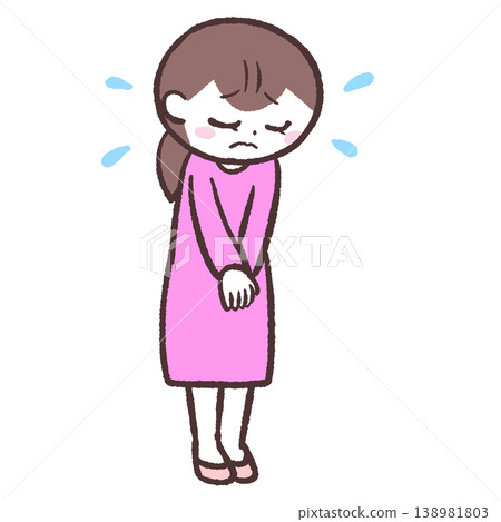 一個女人道歉的插圖 一個女人道歉的插圖 138981803