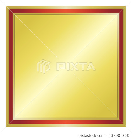 A gold medal (square) with a red line. A gold medal (square) with a red line. 138981808