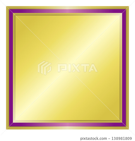 A gold medal (square shape) with purple lines. A gold medal (square shape) with purple lines. 138981809
