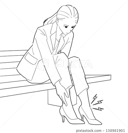 女人腳上的水泡(黑白插圖) 女人腳上的水泡(黑白插圖) 138981901