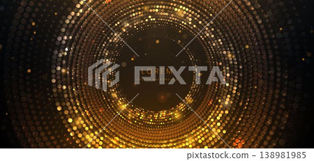 Luxury dotted golden pattern texture on dark background with gold lighting effect. 138981985