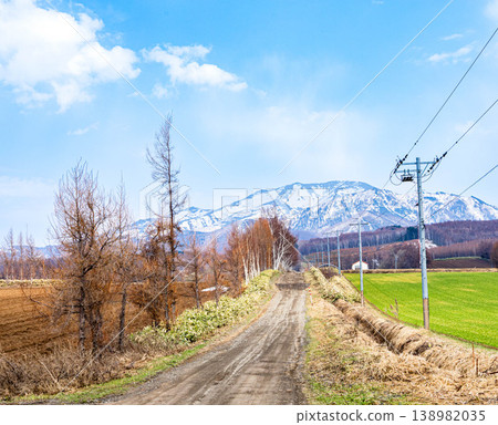 Ordinary scenery and blue skies encountered around Nakashibetsu Town, Hokkaido in early spring. Ordinary scenery and blue skies encountered around Nakashibetsu Town, Hokkaido in early spring. 138982035