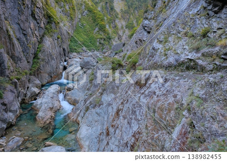 黑部峽下段走廊，沿著陡峭懸崖和黑部川深V形峽谷延伸的水平路徑 138982455