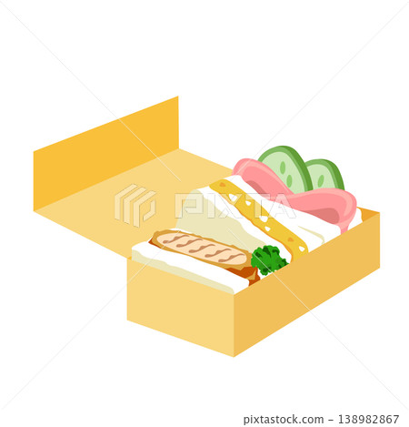 Illustration of an open sandwich box 138982867