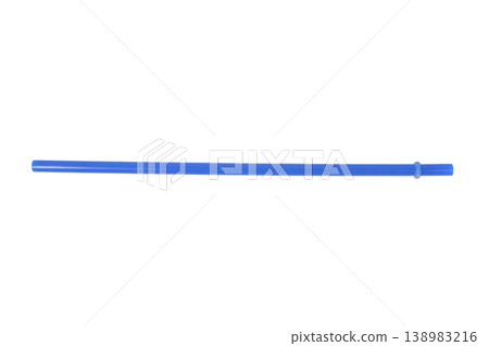 Blue reusable plastic straw with stopper on transparent background. Blue reusable plastic straw with stopper on transparent background. 138983216