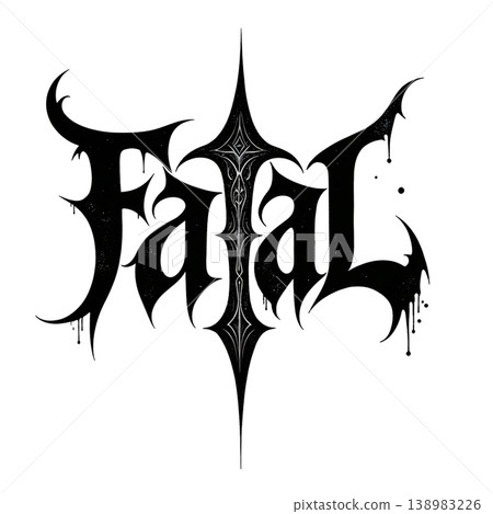 The image shows a logo written in a metal style that appears to read Fatal The image shows a logo written in a metal style that appears to read Fatal 138983226