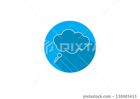 Blue Thought Bubble Icon With Long Shadow Flat Design Representing Idea, Thinking, Cloud Concept Blue Thought Bubble Icon With Long Shadow Flat Design Representing Idea, Thinking, Cloud Concept 138983413