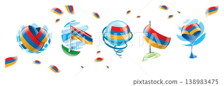 Vector set of the Armenian flag in various creative designs Vector set of the Armenian flag in various creative designs 138983475
