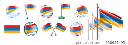A set of vector Armenian flags of different designs 138983495