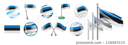A set of vector Estonian flags of different designs A set of vector Estonian flags of different designs 138983515