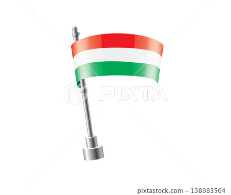 Clean representation showcasing Hungarian flag attached to glossy metal pole Clean representation showcasing Hungarian flag attached to glossy metal pole 138983564