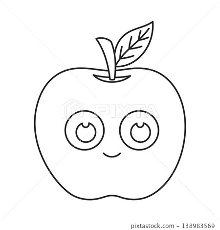 outline apple with smiling face outline apple with smiling face 138983569