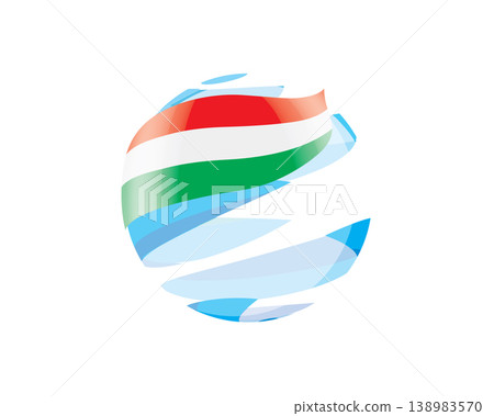 Flat of patriotic globe featuring waving Hungarian flag design Flat of patriotic globe featuring waving Hungarian flag design 138983570