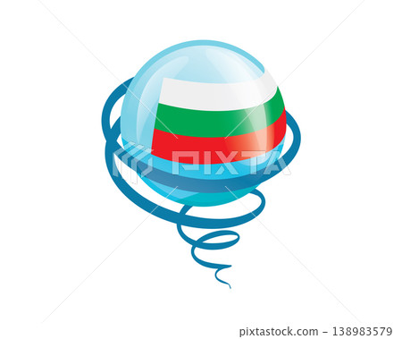 Stylish international icon showcasing Bulgarian flag within reflective globe design Stylish international icon showcasing Bulgarian flag within reflective globe design 138983579