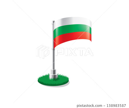 Bulgarian flag on a flagpole mounted on the grass Bulgarian flag on a flagpole mounted on the grass 138983587