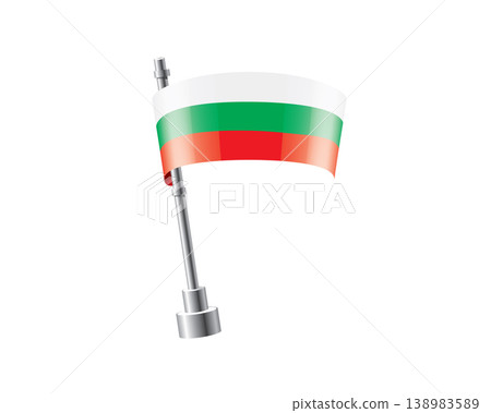Clean representation showcasing Bulgarian flag attached to glossy metal pole Clean representation showcasing Bulgarian flag attached to glossy metal pole 138983589