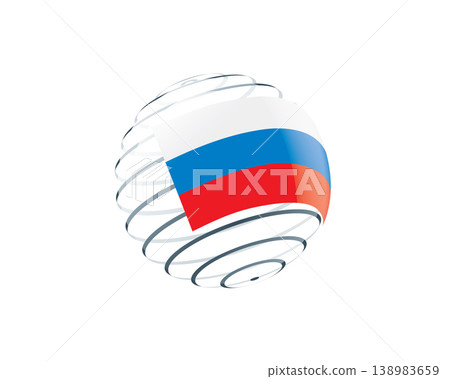 Russian flag on an abstract globe Russian flag on an abstract globe 138983659