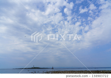 Oma Cape, Aomori Prefecture: Benten Island and Lighthouse - Coastal scenery at the northernmost point of Honshu. Oma Cape, Aomori Prefecture: Benten Island and Lighthouse - Coastal scenery at the northernmost point of Honshu. 138983722