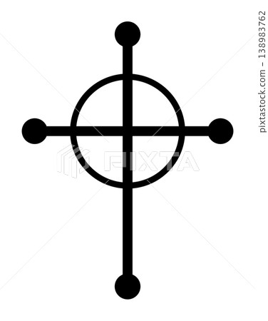 Celtic cross, ringed cross, Christian cross featuring a nimbus or ring, depicted since the Middle Ages in Ireland and Britain. First crop circle pattern of 2026, found near Ilchester, Somerset. Vector 138983762