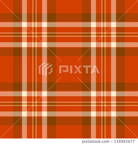 Commerce vector tartan plaid, stripe texture check seamless. Foot fabric textile background pattern in orange and blanched almond colors. Commerce vector tartan plaid, stripe texture check seamless. Foot fabric textile background pattern in orange and blanched almond colors. 138983877