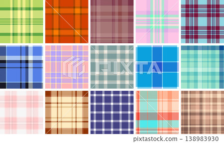 Plaid collection adapted for modern party design. Traditional tartan patterns meet digital and printable workflows. Seamless vectors ensure usability. 138983930