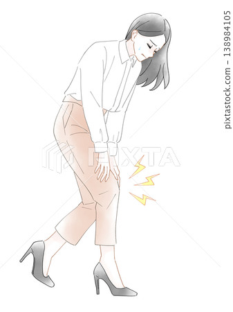 Knee pain, woman, watercolor-style illustration Knee pain, woman, watercolor-style illustration 138984105