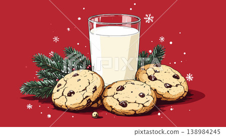 Christmas cookies and milk set holiday tradition 138984245