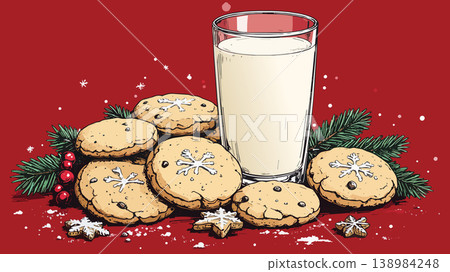 Serving christmas cookies and milk a holiday tradition Serving christmas cookies and milk a holiday tradition 138984248