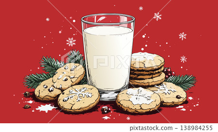 Christmas cookies and milk preparing for santa Christmas cookies and milk preparing for santa 138984255