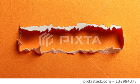 Ripped orange paper background with torn edge texture Ripped orange paper background with torn edge texture 138984373