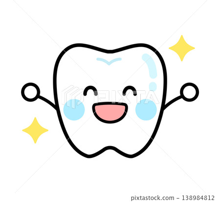 一幅快樂的牙齒形象插畫:閃亮潔淨,健康 一幅快樂的牙齒形象插畫:閃亮潔淨,健康 138984812