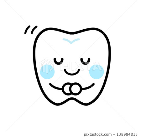 Illustration of a bowing tooth character Illustration of a bowing tooth character 138984813