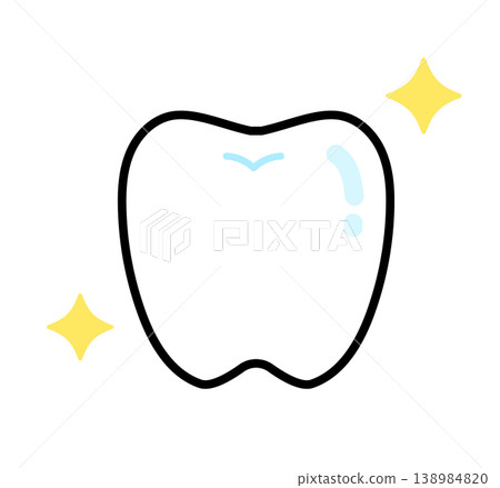 健康牙齒的插圖，閃閃發亮。 138984820