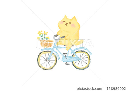 可愛的貓咪享受騎自行車的樂趣 - 水彩插畫 可愛的貓咪享受騎自行車的樂趣 - 水彩插畫 138984902