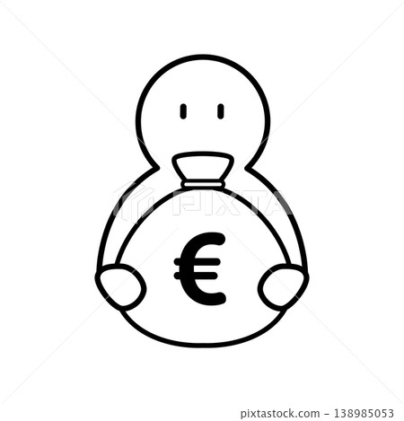 Illustration of a person holding a Euro bag (money bag) Illustration of a person holding a Euro bag (money bag) 138985053