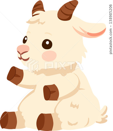 kawaii goat cartoon cute farm animal illustration for children book and nursery art 138985206