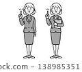 女性辦公室職員講解重點 - 全身像 - 向量圖（單色） 138985351