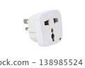 Universal travel adapter isolated on transparent background for global electrical connection. 138985524