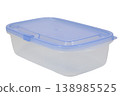 Empty food container with blue lid on transparent background. 138985525