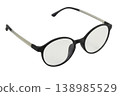 lack round eyeglasses with transparent background for fashion design. 138985529