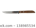 Kitchen knife with wooden handle on transparent background. 138985534