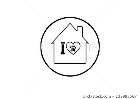 I Love Pets Home Icon Paw Print Heart Inside House Outline Symbol for Pet Care and Adoption I Love Pets Home Icon Paw Print Heart Inside House Outline Symbol for Pet Care and Adoption 138985567