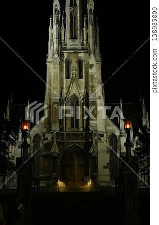 illuminated church at night illuminated church at night 138985800