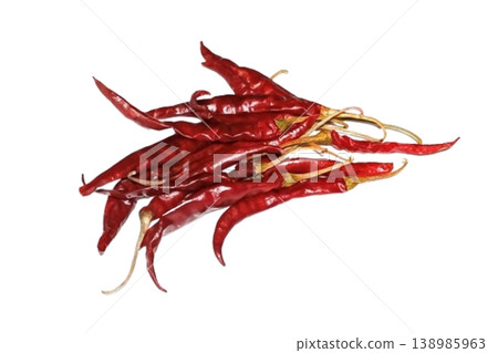 Dry red pepper isolated on white background Dry red pepper isolated on white background 138985963