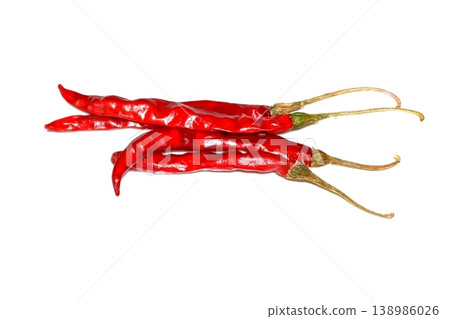 Dry red pepper isolated on white background Dry red pepper isolated on white background 138986026