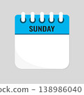 Icon page calendar day week Sunday, empty space 138986040