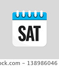 Vector template icon page calendar - day Saturday 138986046