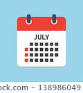 Vector template icon page calendar, month July 138986049