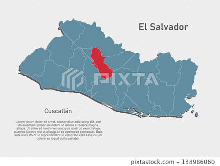 Vector map of El Salvador - Cuscatlan Department Vector map of El Salvador - Cuscatlan Department 138986060