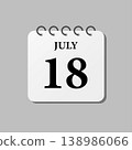 Icon page calendar day - 18 July 138986066